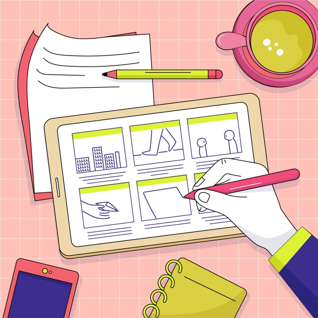 A professional brainstorming ideas on paper and laptop to build an ATS-friendly digital writing portfolio from the ground up.