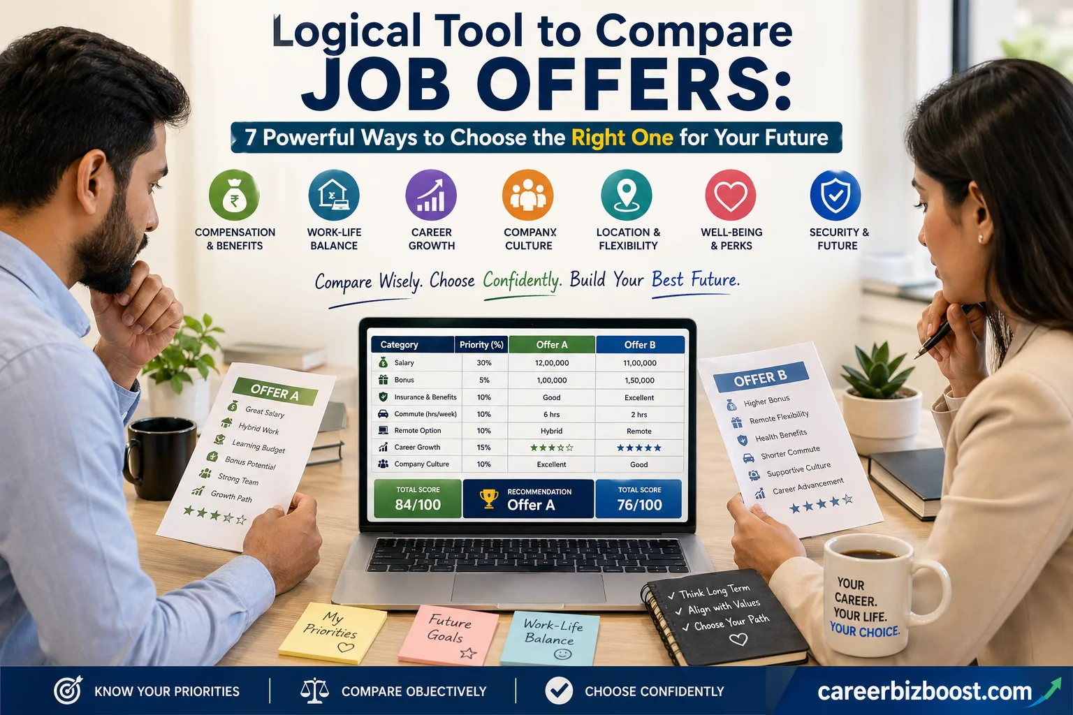 compare job offers effectively by analyzing salary benefits and career growth opportunities