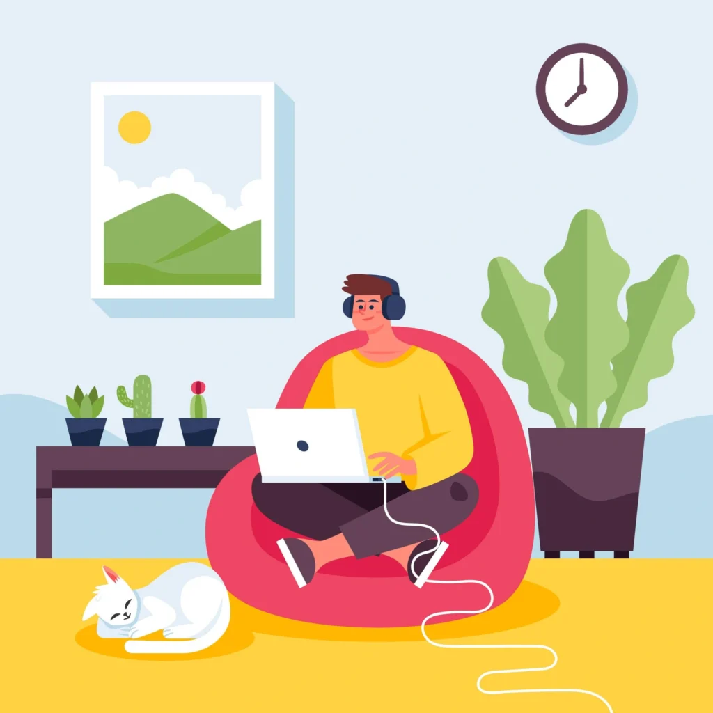 Woman working peacefully at her own pace on a laptop, representing remote part-time jobs.