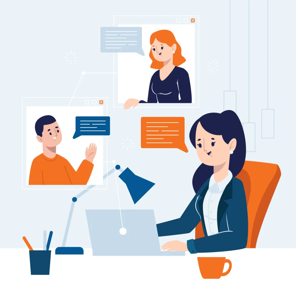 A confident professional woman attending a virtual interview at her remote job desk, illustrating remote part-time job interview questions in action.