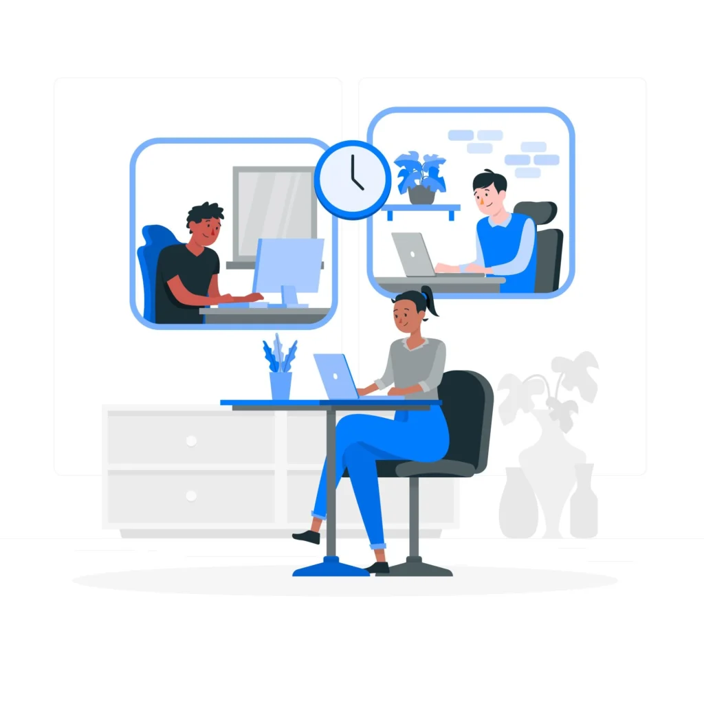 Professional woman at her home workspace attending a virtual global team meeting, showcasing time zone management skills essential for remote part-time job interview questions.