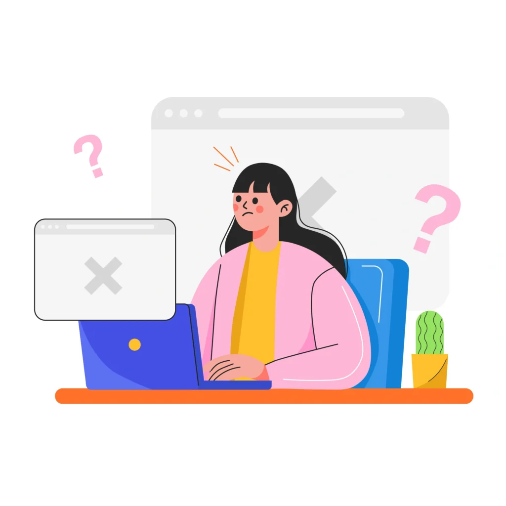 Confused woman reviewing her resume and spotting possible resume red flags that could affect her job applications.