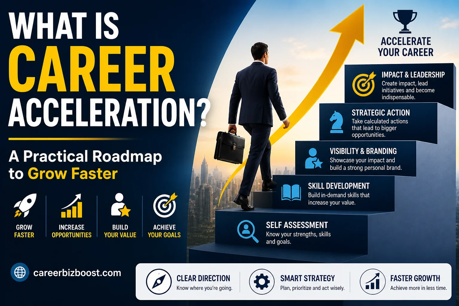 What is career acceleration roadmap showing steps to grow faster in your career
