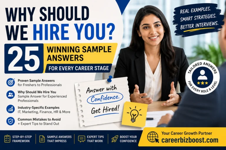Why should we hire you interview question with a confident professional giving a winning answer